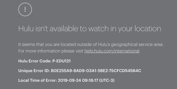 Hulu in Europe Geo-Restriction Error