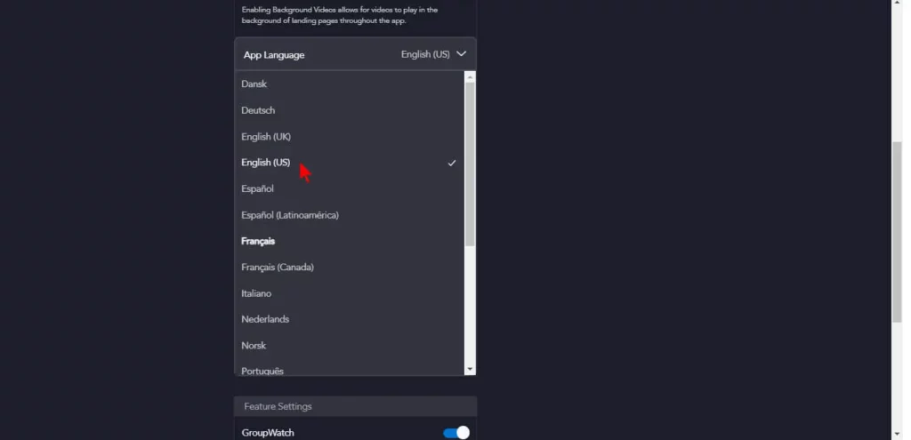 change language on disney plus select language