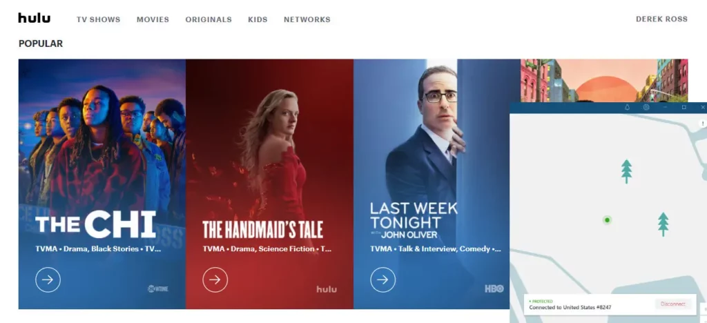 Hulu in NZ with NordVPN